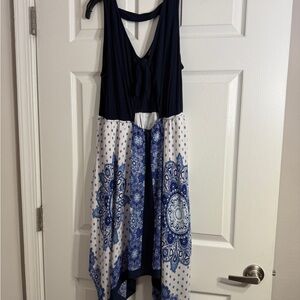 VENUS Navy Tank Dress with White Accents